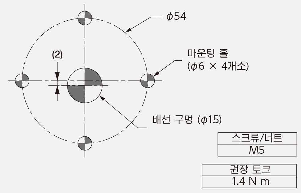 장착 치수 도면