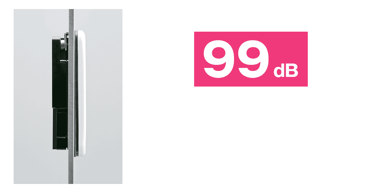 패널 취부 시 단면도. 음압 레벨 99 dB